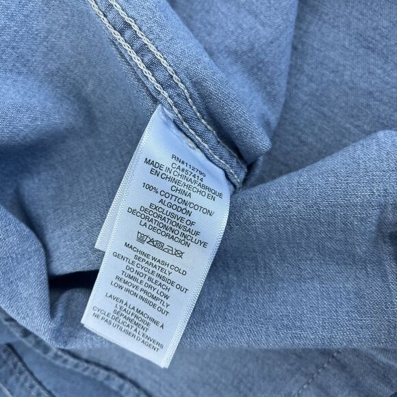 New True Religion Men's Sz Large Chambray Western Pearl Snap Shirt Blue NWT $99 - Picture 5 of 7